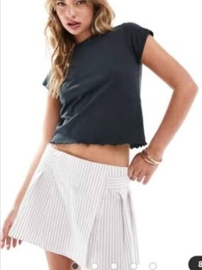 ASOS Pinstripe Pleated Skort (Size 12)